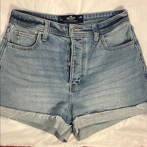 Hollister Blue Jean Shorts High-Waisted Cut-Off Style